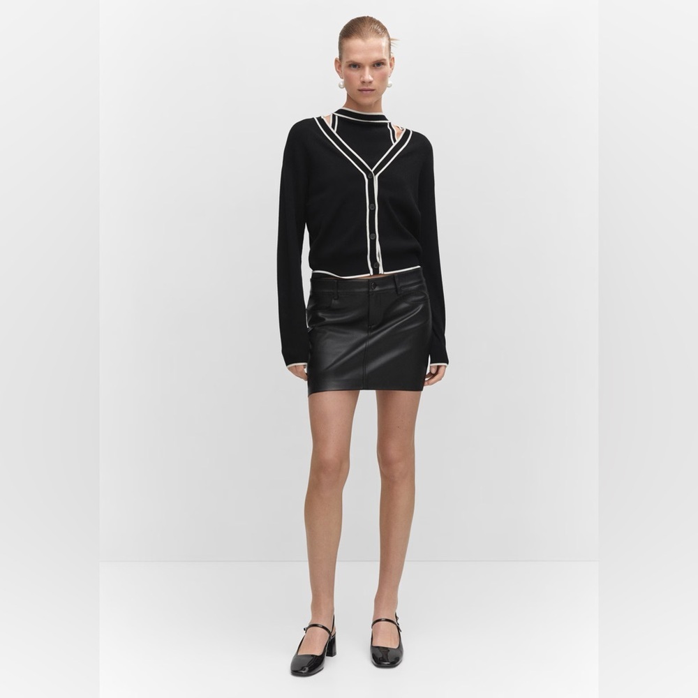 Mango Black faux leather Mini Skirt NWT - Picture 3 of 6